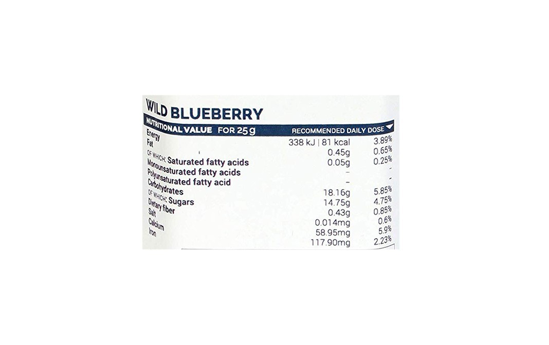 Frubert Dried Wild Blueberry    Glass Jar  100 grams